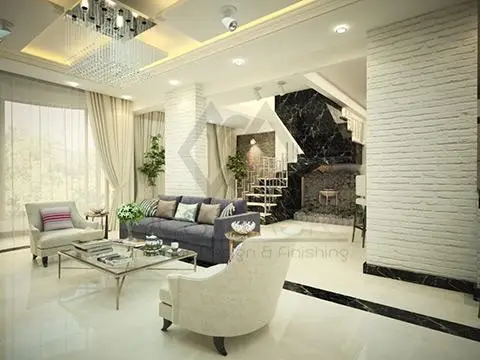 تصميم داخلي ثلاثي الابعاد لغرف الاستقبال